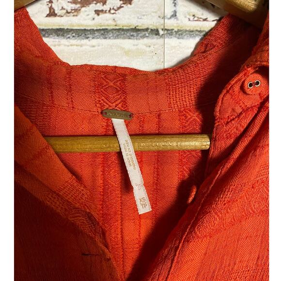 Free People Flowy Oversized Cotton Blend Plaid Button Down Blouse - Picture 6 of 9